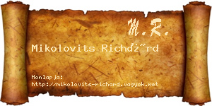Mikolovits Richárd névjegykártya