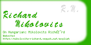 richard mikolovits business card